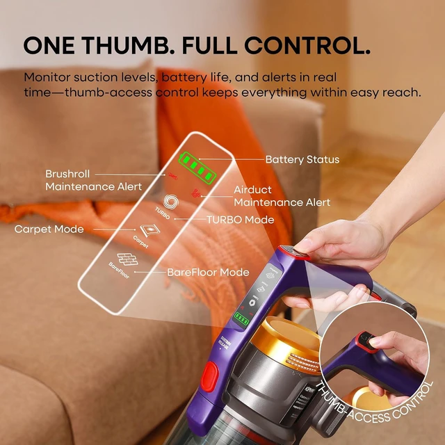 Alt view image 3 of 7 - KIPMAX Cordless Vacuum Cleaner, 50KPa 550W Stick Vacuum