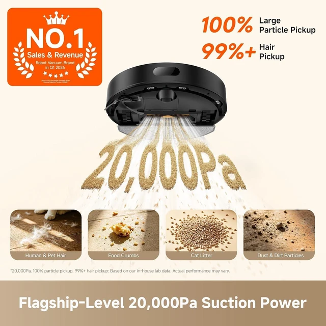 Alt view image 2 of 7 - dreame D20 Air Plus Robot Vacuum and Mop, 20,000Pa Powerful Suction