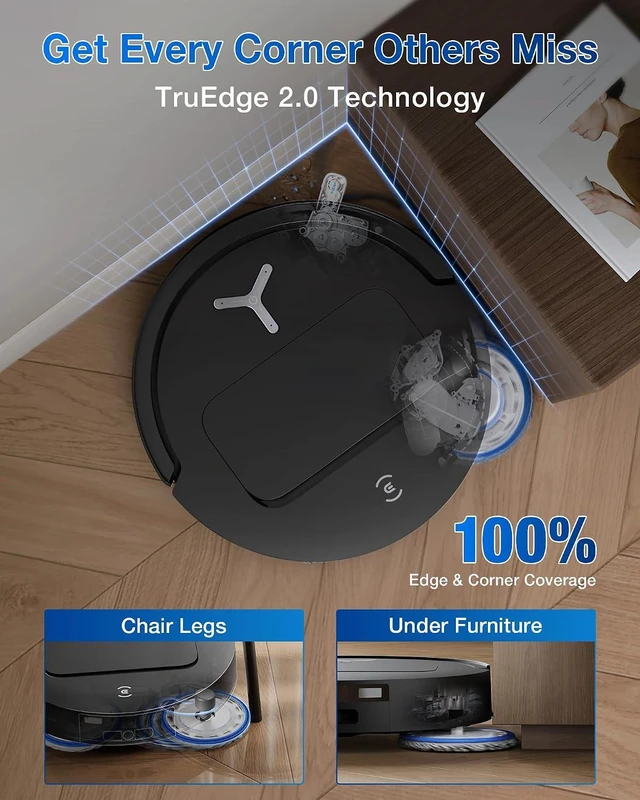 Alt view image 4 of 7 - ECOVACS DEEBOT T50 PRO Omni Robot Vacuum and Mop, 3.19 Ultra-Slim, 15,000Pa Suction, ZeroTangle 2.0, TruEdge Edge Cleaning, AIVI 3D Obstacle Avoidance, Auto Mop Wash & Dry, Self-Emptying