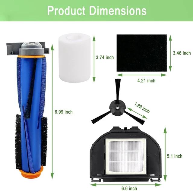 Alt view image 5 of 6 - RV2310AE Replacement Parts for Shark AV2310AE RV2310AE RV2320S UR2350AE RV2300S Matrix Robot Vacuum Cleaner 1 Main Brush Roller 2 Sets Foam Filters 2 Filters 6 Side Brushes (Not For RV2300)