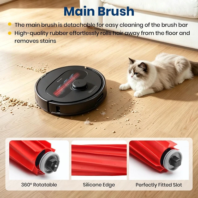 Alt view image 4 of 7 - 26Pcs Replacement Parts Accessories for Roborock QV 35A/ QV 35S/ Qrevo S Pro Robot Vacuum Kit, 2 Main Brush, 4 Hepa Filter, 6 Mop Pads, 6 Side Brush, 6 Dust Bags, 1 Screwdriver, 1 Clean Tool