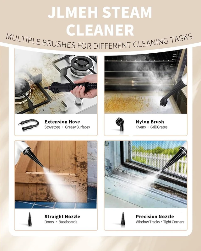 Alt view image 3 of 7 - Pressurized Handheld Steam Cleaner for home with 12pcs Accessories&Safety Lock Multi-Surface Natural Deep Steamer for Cleaning Car, Furniture, Floor, Upholstery, Tile, Grout, Windows