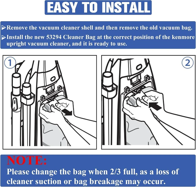 Alt view image 6 of 7 - 53294 Type O HEPA Cloth Vacuum Bags Replacement for Kenmore Upright Vacuum