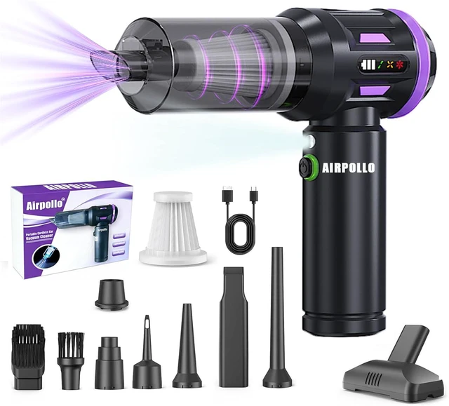Main image of Airpollo® Car Vacuum Portable Cordless Handheld Cleaner Aspiradora para Carro, 4 in 1 with LED Screen V2 Portable 29000 Pa Suction Air Blower, Rechargeable High Power for Home, Long Lasting Battery