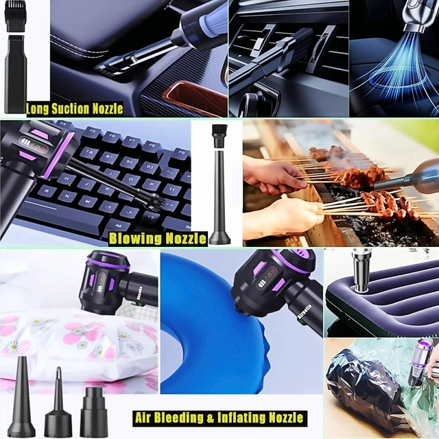 Alt view image 4 of 7 - Airpollo® Car Vacuum Portable Cordless Handheld Cleaner Aspiradora para Carro, 4 in 1 with LED Screen V2 Portable 29000 Pa Suction Air Blower, Rechargeable High Power for Home, Long Lasting Battery