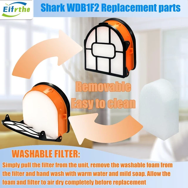 Alt view image 5 of 7 - WDB1F2 Replacement Brushroll & Filte Bundle for Shark WD101 WD201 WD100 WD200 AW201 WD200C WD201C WD101C AW261 wd160 HydroVac XL 3-in-1 vacuum cleaner, compare parts WDB1, WDB2, WDFF1, WDFF2, WDB1F2