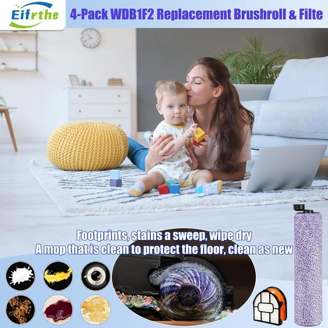 Alt view image 6 of 7 - WDB1F2 Replacement Brushroll & Filte Bundle for Shark WD101 WD201 WD100 WD200 AW201 WD200C WD201C WD101C AW261 wd160 HydroVac XL 3-in-1 vacuum cleaner, compare parts WDB1, WDB2, WDFF1, WDFF2, WDB1F2