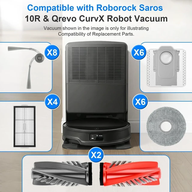 Alt view image 7 of 7 - 10R Replacement Parts Accessories for Roborock Saros 10R Saros 20 for Qrevo