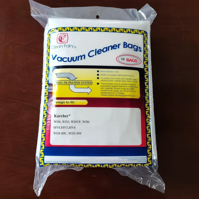 Alt view image 2 of 6 - 10pk Fleece Vacuum Bag for Karcher WD4/WD5/MV4/MV5/MV6