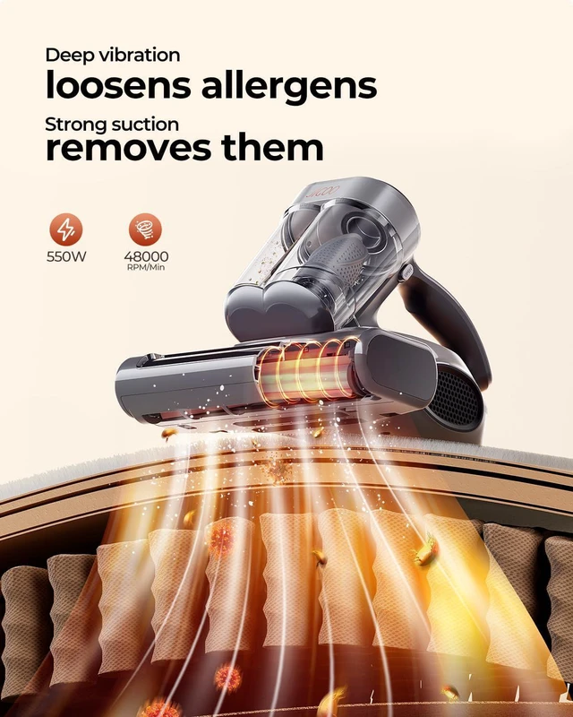 Alt view image 2 of 7 - JIGOO J300 Pro Mattress Vacuum Cleaner, LED Sensor, Pet Hair, Infrared