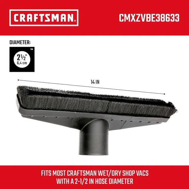Alt view image 3 of 7 - CRAFTSMAN CMXZVBE38633 2-1/2 in. Floor Brush Wet Dry Shop Vacuum Attachment
