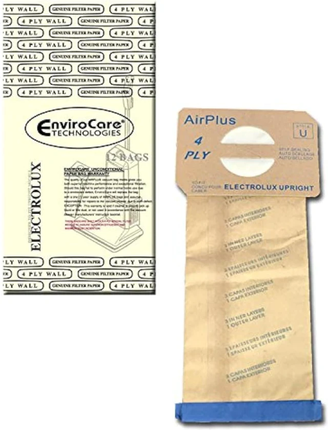 Main image of EnviroCare Replacement 4 Layer Filtration Vacuum Cleaner Dust Bags Made to fit Electrolux Style U Discovery Uprights 12 Pack