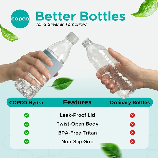 Alt view image 7 of 7 - Copco Hydra Water Bottle, 16.9 Oz - Robins Egg, Set of 2