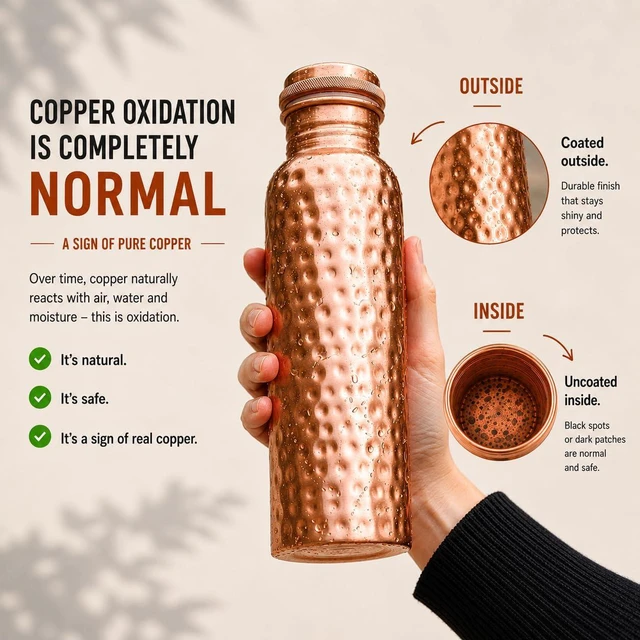 Alt view image 2 of 7 - Kosdeg Copper Water Bottle - 34 Oz Extra Large - A Hammered Ayurvedic Pure Copper Vessel For Drinking - Drink More Water, Lower Your Sugar Intake And Enjoy The Health Benefits Immediately