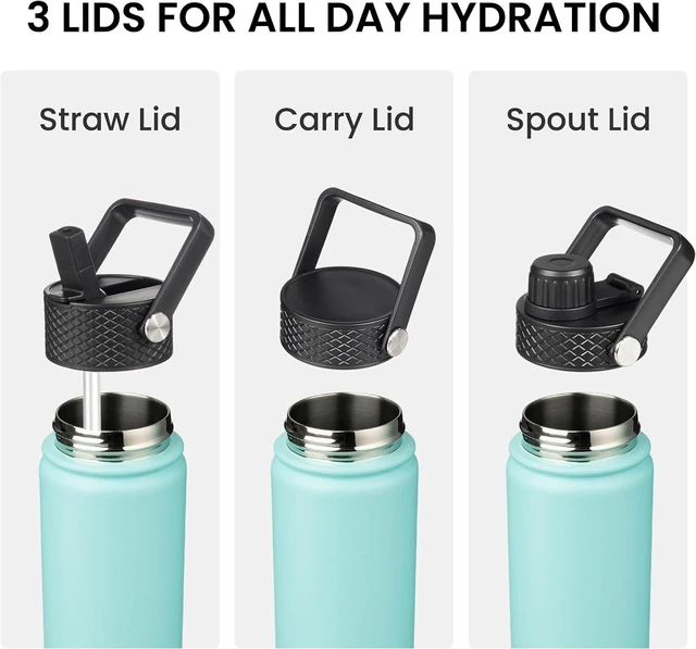 Alt view image 4 of 7 - Konokyo 32 oz Insulated Stainless Steel Water Bottle with Straw Lid