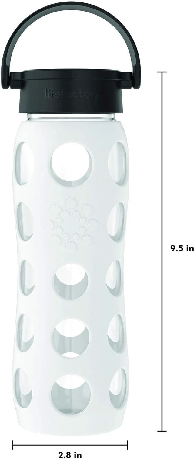 Alt view image 6 of 7 - Lifefactory 22oz Glass Water Bottle with Classic Chug Cap, Optic White