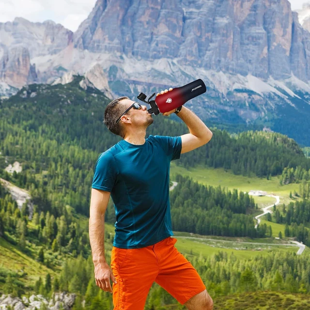 Alt view image 6 of 7 - SENDESTAR 32oz Water Bottle Wide Mouth Stainless Steel Vacuum Insulated Double Wall with 2 Straw Lids Fit in Any Car Cup Holder