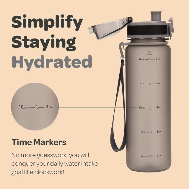 Alt view image 3 of 7 - Hydracy Motivational Water Bottle with Time Marker & Fruit Infuser 17 oz