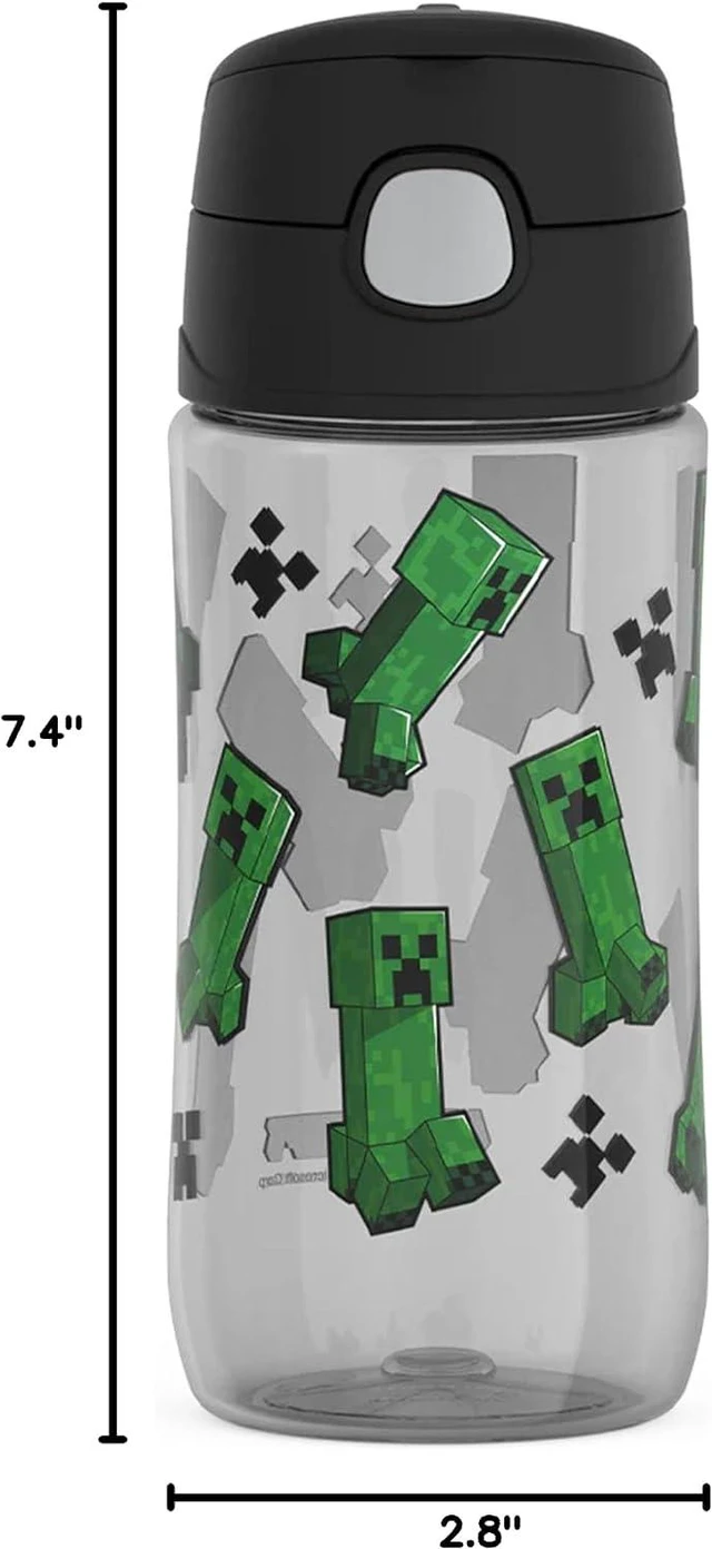 Alt view image 6 of 6 - THERMOS FUNTAINER 16oz Plastic Bottle with Spout Lid, Minecraft