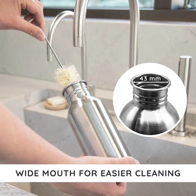 Alt view image 4 of 7 - Bambaw Stainless Steel Water Bottles 32 oz, Non-insulated Single Wall Metal Water Bottle Stainless Steel, Reusable & Eco Friendly, Dishwasher Safe Silver