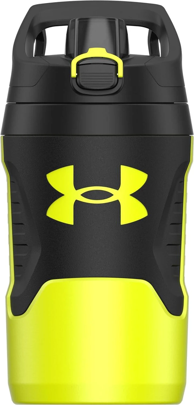 Alt view image 2 of 7 - Under Armour 32 oz Insulated Water Bottles - Sports Water Jug with Fence Hook, Leak Resistant for Baseball, Football & More, 32 oz Insulated, Hi Vis Yellow/Black