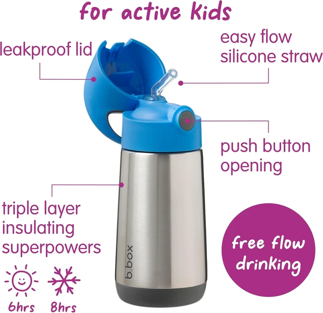 Alt view image 4 of 7 - b.box Insulated Water Bottle for Kids, 12 oz Toddler Water Bottle