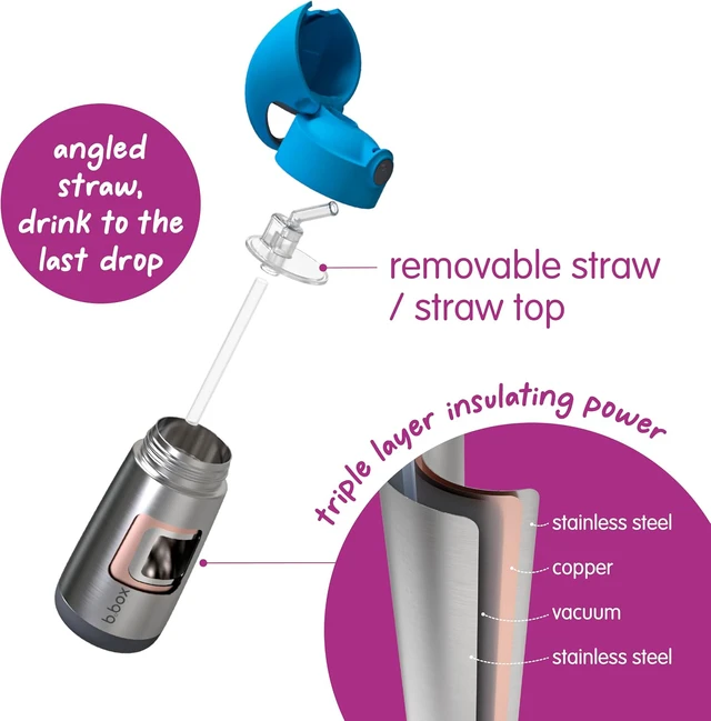 Alt view image 6 of 7 - b.box Insulated Water Bottle for Kids, 12 oz Toddler Water Bottle