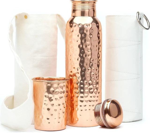 Main image of Kitchen Science 34 oz Copper Water Bottle Set with Tumbler & 2 Sleeves