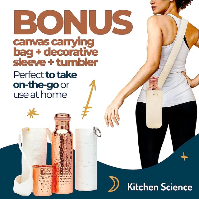 Alt view image 3 of 6 - Kitchen Science 34 oz Copper Water Bottle Set with Tumbler & 2 Sleeves