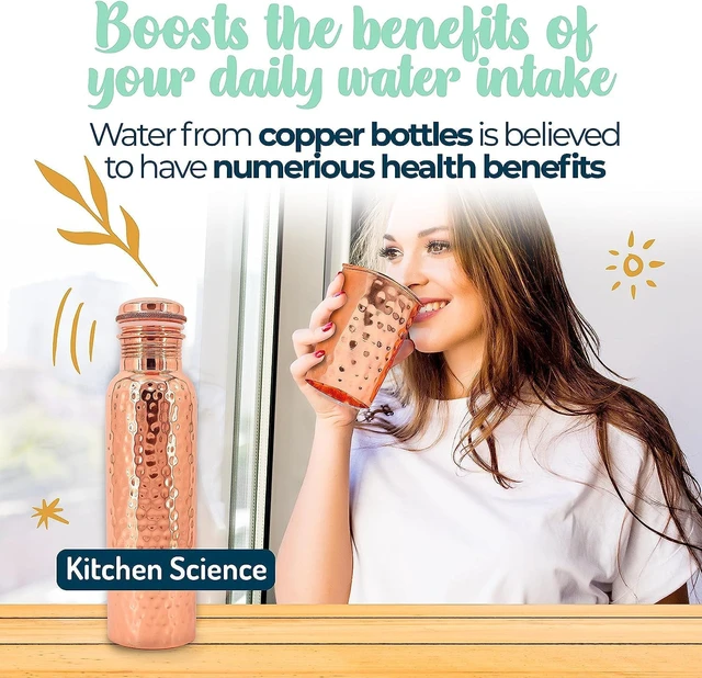 Alt view image 6 of 6 - Kitchen Science 34 oz Copper Water Bottle Set with Tumbler & 2 Sleeves
