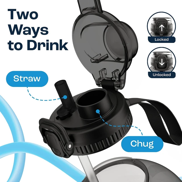 Alt view image 3 of 7 - AQUAFIT 1 Gallon Water Bottle with Time Marker, 2in1 Lid