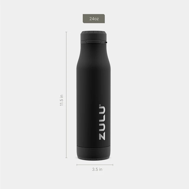 Alt view image 4 of 7 - ZULU Ace 24oz Insulated Stainless Steel Water Bottle, Chug Spout, Black