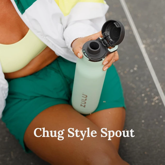 Alt view image 6 of 7 - ZULU Ace 24oz Insulated Stainless Steel Water Bottle, Chug Spout, Black