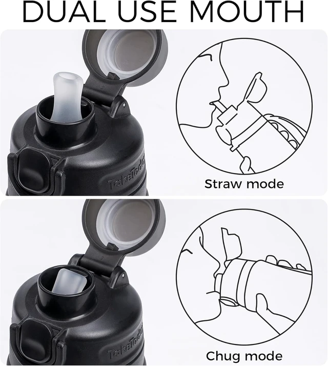 Alt view image 4 of 7 - TakeToday Collapsible Water Bottles 21oz (600mL), Foldable Platinum Silicone Travel Water Bottle with Straw & Carry Strap, Leak-Resistant Screw Lid, Wide Mouth, BPA-Free for Hiking, Camping, Travel