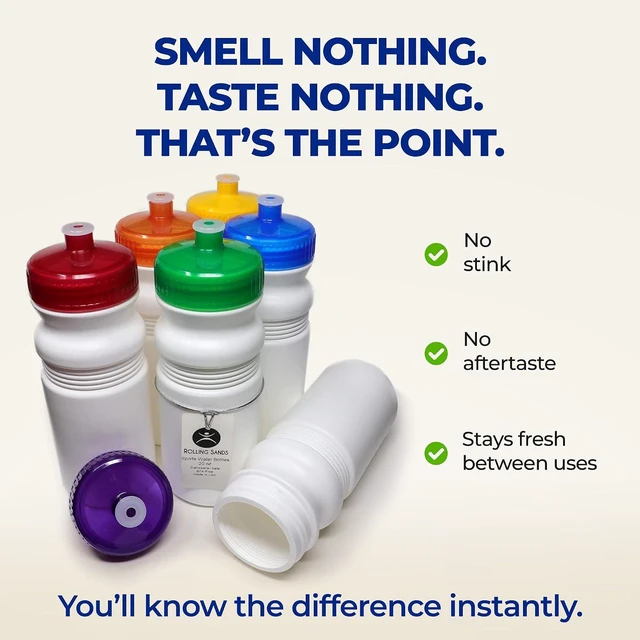 Alt view image 3 of 7 - Rolling Sands USA Made 20 Ounce Sports Water Bottles - 6-Pack BPA-Free Blank Sports Bottles for Small Teams, Adults & Kids - Clear Frost Bottle/Rainbow Lid, No Smell No Taste