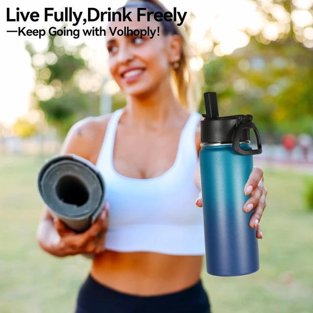 Alt view image 7 of 7 - Volhoply 16 OZ Kids Water Bottle Bulk 4 Pack,Insulated Sports Bottles with Straw Lid,Stainless Steel Bottle with Handle Keep Cold,Double Wall Vacuum Tumbler Cups for School,Girls(Assorted, 4)