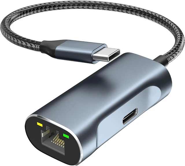 Main image of USB C to Ethernet Adapter with 100W Charging Port, 1Gbps Ethernet to USB C Adapter for Chromecast with Google TV, Type-C Gigabit Ethernet LAN Network Connector with Power Delivery