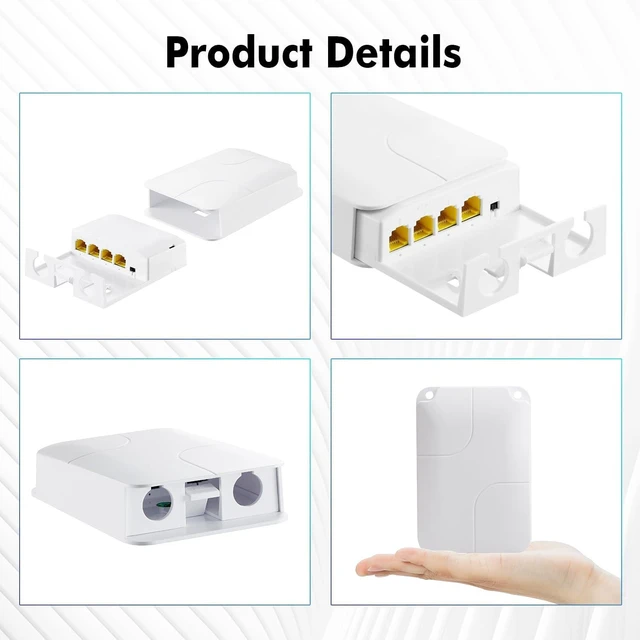 Alt view image 6 of 7 - MokerLink Outdoor 4 Port Gigabit PoE Switch/Extender, IEEE 802.3 af/at Repeater, 10/100/1000Mbps, 1 in 3 Out, Wall Mount Waterproof POE Passthrough Switch