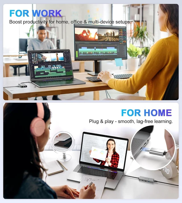 Alt view image 6 of 7 - UtechSmart USB C Hub, Ethernet Multiport Adapter 6 in 1 USB C to HDMI Dock