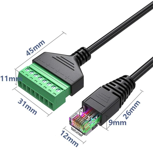 Alt view image 7 of 7 - 2Pcs RJ45 Male to 8 Pins Terminal Adapter for Cat5 Ethernet Extender