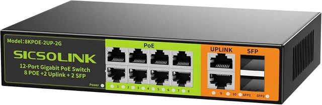 Main image of 8-Port Gigabit PoE+ Switch, 120W, 2 SFP Uplink Unmanaged Switch