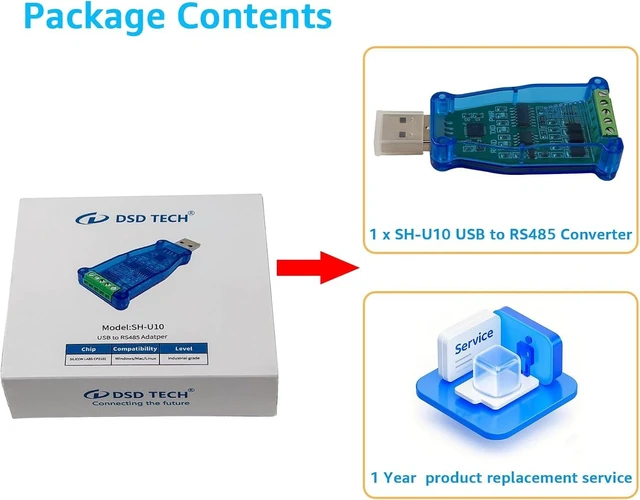 Alt view image 7 of 7 - DSD TECH SH-U10 USB to RS485 Converter for Modbus