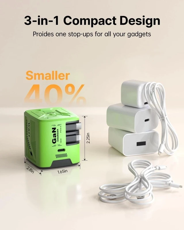 Alt view image 3 of 7 - 120W gan Charger, Super Fast Charger, Retractable Phone Charger Wall Plug