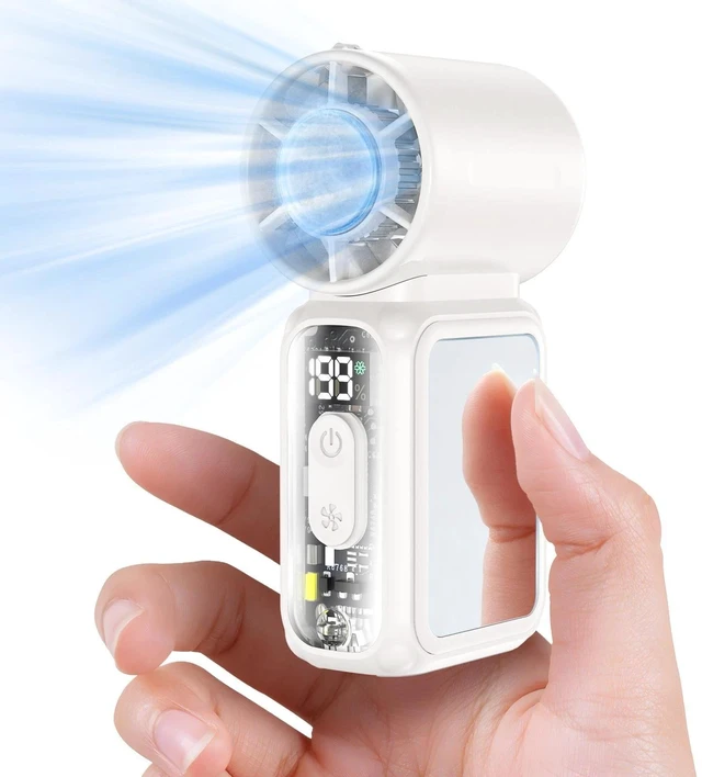 Main image of Portable Handheld Turbo Fan, 5 Gear Wind, Battery Operated, 15 Working Hours White