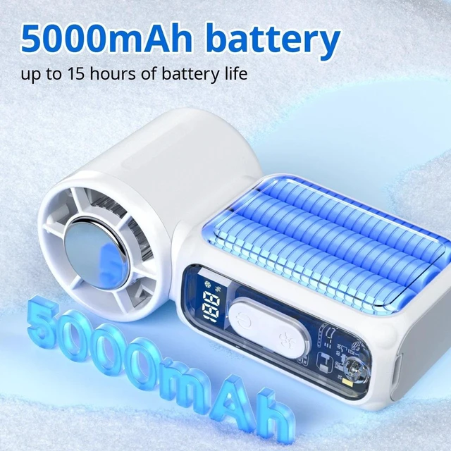 Alt view image 4 of 7 - Portable Handheld Turbo Fan, 5 Gear Wind, Battery Operated, 15 Working Hours White