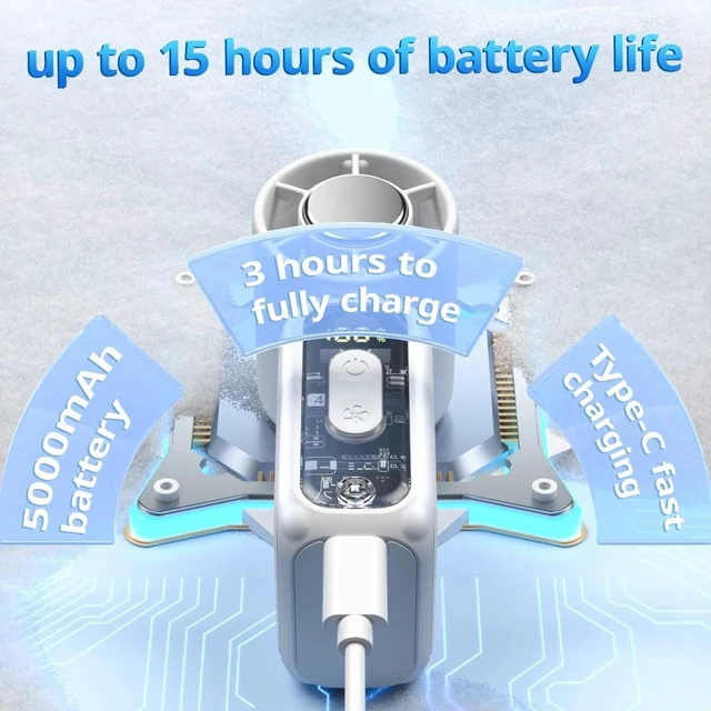 Alt view image 5 of 7 - Portable Handheld Turbo Fan, 5 Gear Wind, Battery Operated, 15 Working Hours White