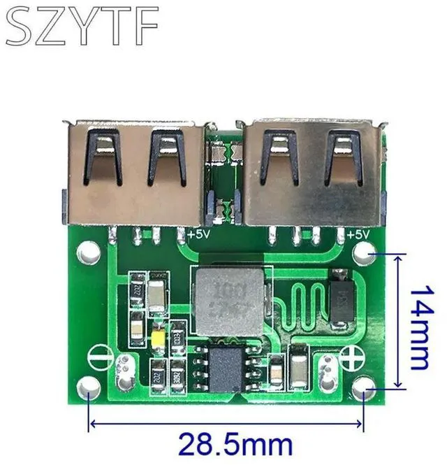 Alt view image 2 of 3 - 9V 12V 24V to 5V DC-DC Step Down Charger Power Module 2 Double Dual USB Output Buck Voltage 3A Car Charge Charging Regulator