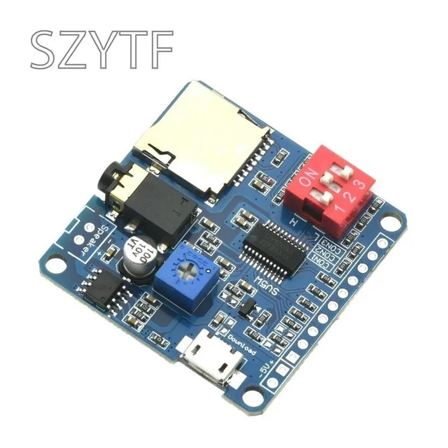 Alt view image 3 of 3 - Voice Sound Playback Module MP3 Player Module UART I/O Trigger Class D Amplifier Board 5W 8M DY-SV5W SD/TF Card