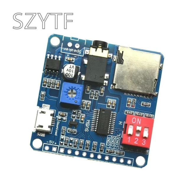 Alt view image 2 of 3 - Voice Sound Playback Module MP3 Player Module UART I/O Trigger Class D Amplifier Board 5W 8M DY-SV5W SD/TF Card