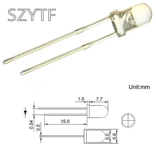 Alt view image 2 of 2 - 100pcs 5mm LED Warm White Transparent Ultra Bright 3000K Round LED 5 mm Light Emitting Diode Lamp Through Hole